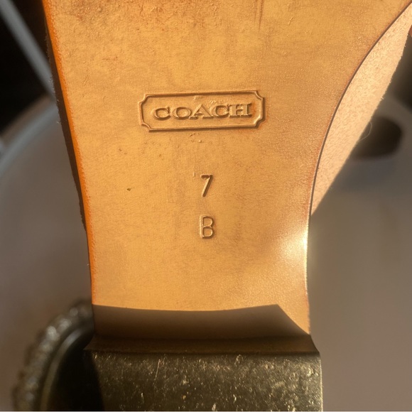 Coach Suede Slides with Low Stacked Wood Heel & Square Toe Ballet Pink Mules - Picture 8 of 8